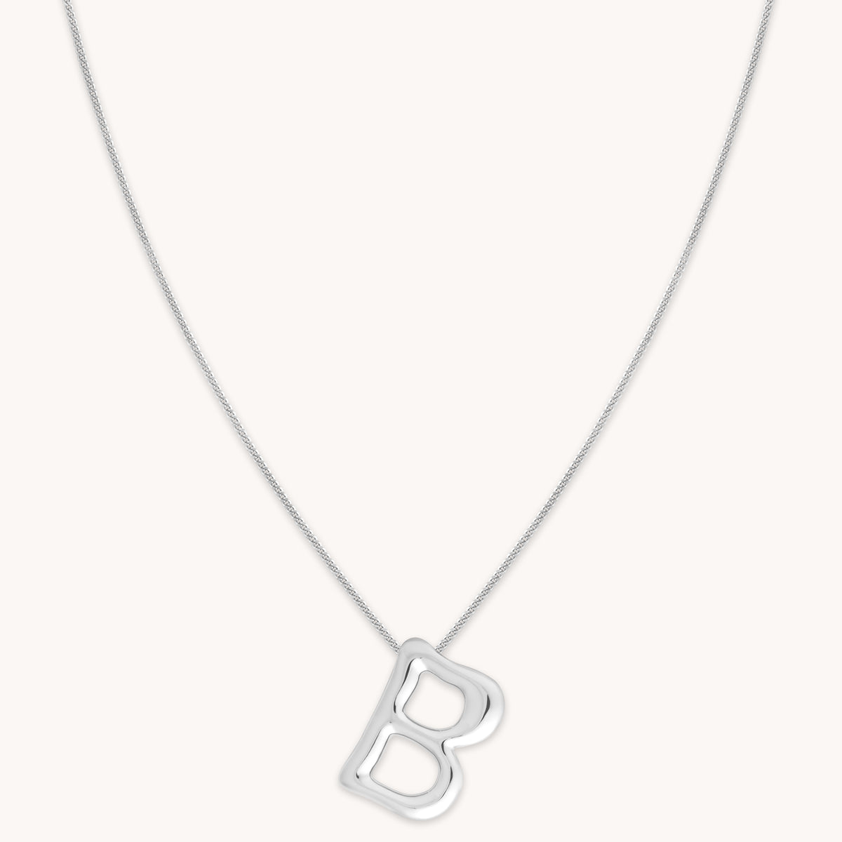 Initial Pendant Necklaces - B Initial Bold Pendant Necklace in Silver - Pendant Necklace - Astrid &amp; Miyu