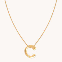 18k Gold Plated Jewellery - C Initial Bold Pendant Necklace in Gold - Pendant Necklace - Astrid &amp; Miyu