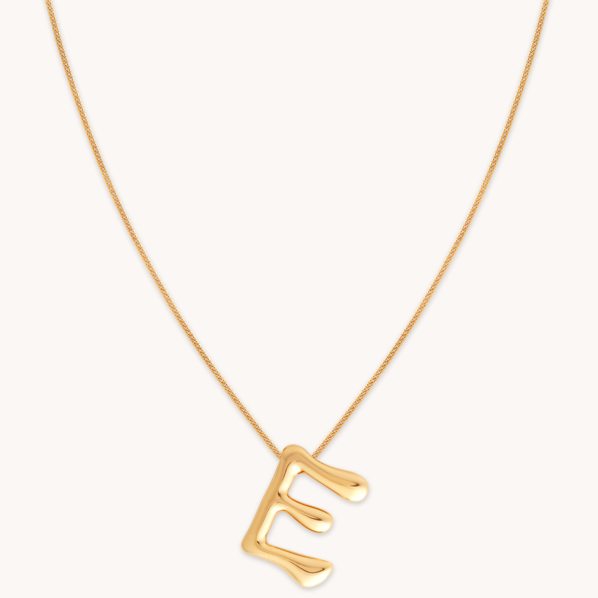 18k Gold Plated Jewellery - E Initial Bold Pendant Necklace in Gold - Pendant Necklace - Astrid &amp; Miyu