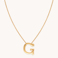 18k Gold Plated Jewellery - G Initial Bold Pendant Necklace in Gold - Pendant Necklace - Astrid &amp; Miyu