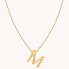 18k Gold Plated Jewellery - M Initial Bold Pendant Necklace in Gold - Pendant Necklace - Astrid &amp; Miyu