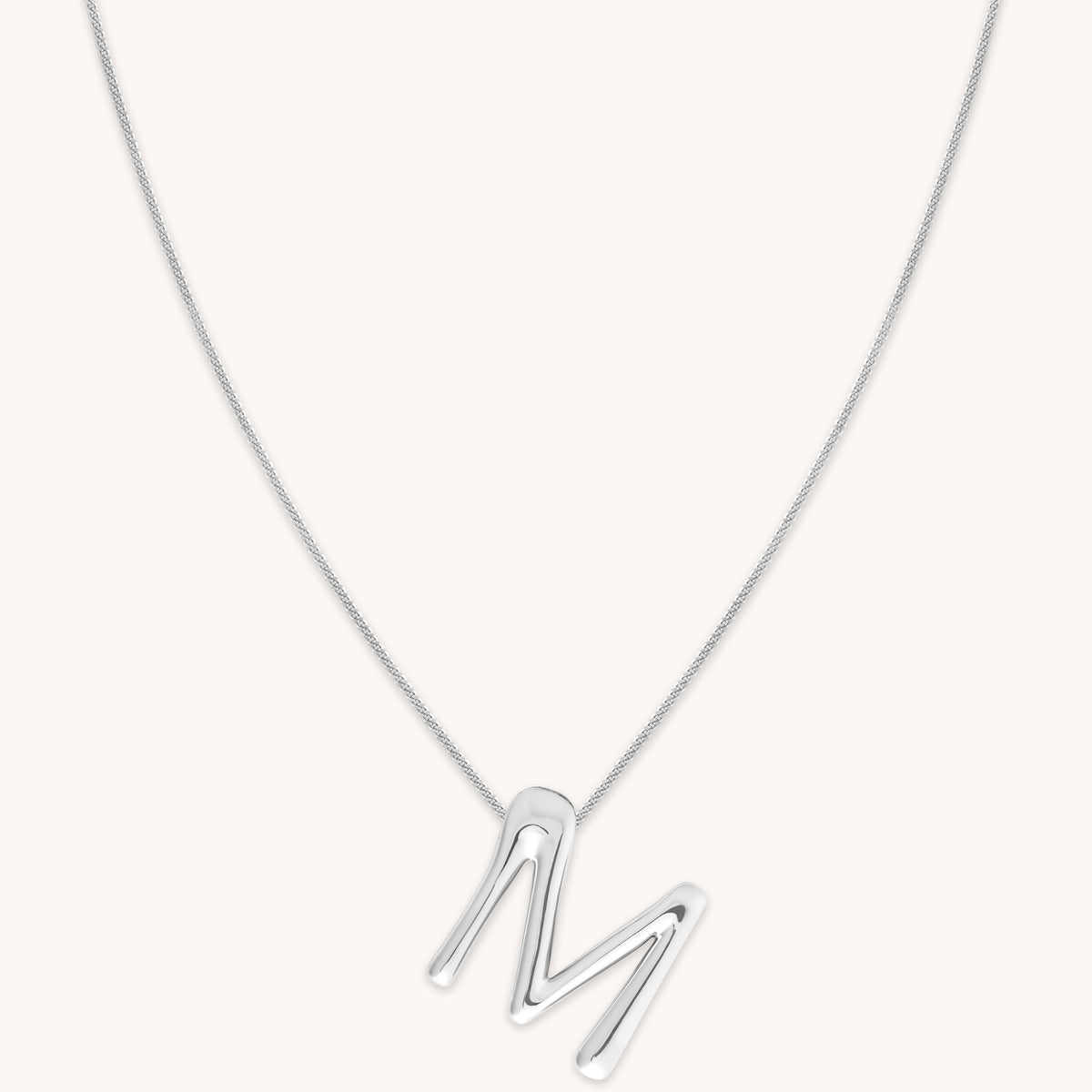 Initial Pendant Necklaces - M Initial Bold Pendant Necklace in Silver - Pendant Necklace - Astrid &amp; Miyu