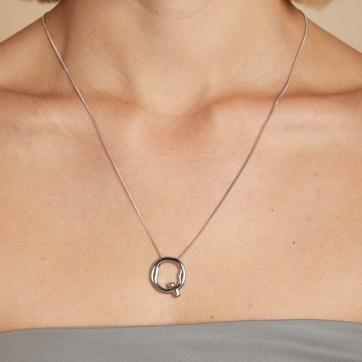 Necklaces & Bracelets - Q Initial Bold Pendant Necklace in Silver - Pendant Necklace - Astrid &amp; Miyu
