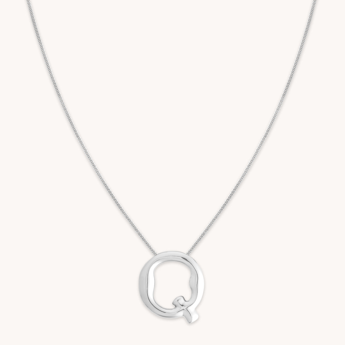 Necklaces & Bracelets - Q Initial Bold Pendant Necklace in Silver - Pendant Necklace - Astrid &amp; Miyu
