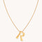 18k Gold Plated Jewellery - R Initial Bold Pendant Necklace in Gold - Pendant Necklace - Astrid &amp; Miyu