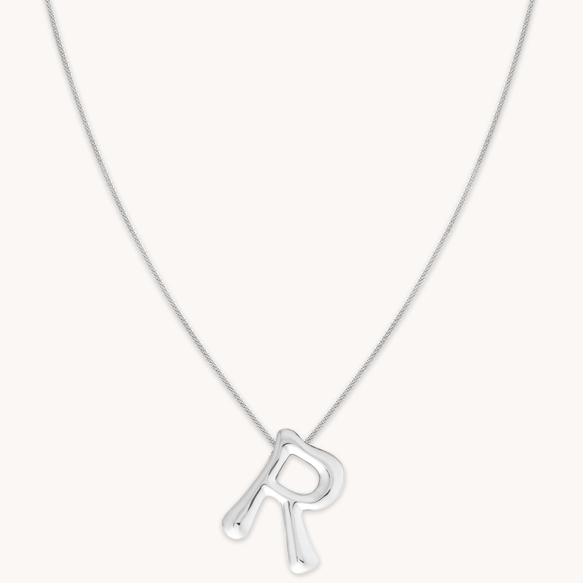 Necklaces & Bracelets - R Initial Bold Pendant Necklace in Silver - Pendant Necklace - Astrid &amp; Miyu