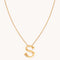 18k Gold Plated Jewellery - S Initial Bold Pendant Necklace in Gold - Pendant Necklace - Astrid &amp; Miyu