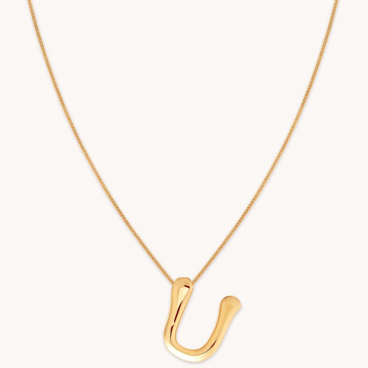 18k Gold Plated Jewellery - U Initial Bold Pendant Necklace in Gold - Pendant Necklace - Astrid &amp; Miyu