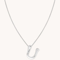 Necklaces & Bracelets - U Initial Bold Pendant Necklace in Silver - Pendant Necklace - Astrid &amp; Miyu