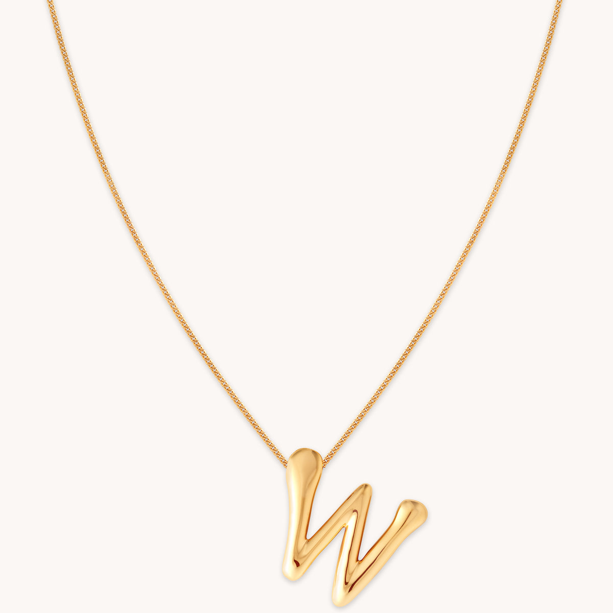 18k Gold Plated Jewellery - W Initial Bold Pendant Necklace in Gold - Pendant Necklace - Astrid &amp; Miyu