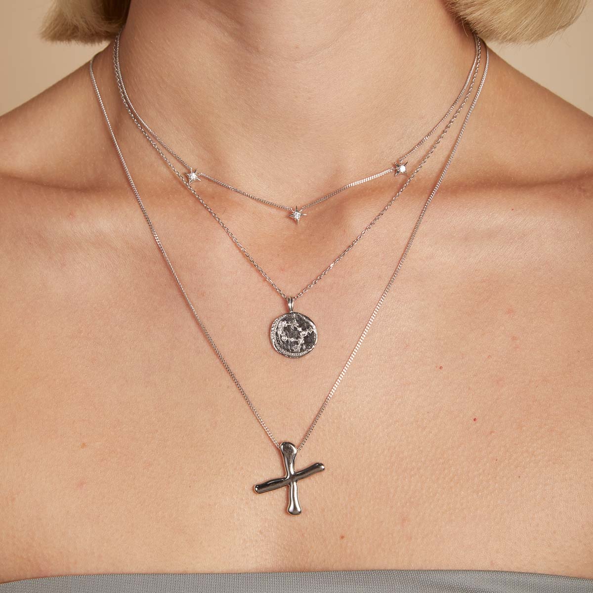 Necklaces & Bracelets - X Initial Bold Pendant Necklace in Silver - Pendant Necklace - Astrid &amp; Miyu
