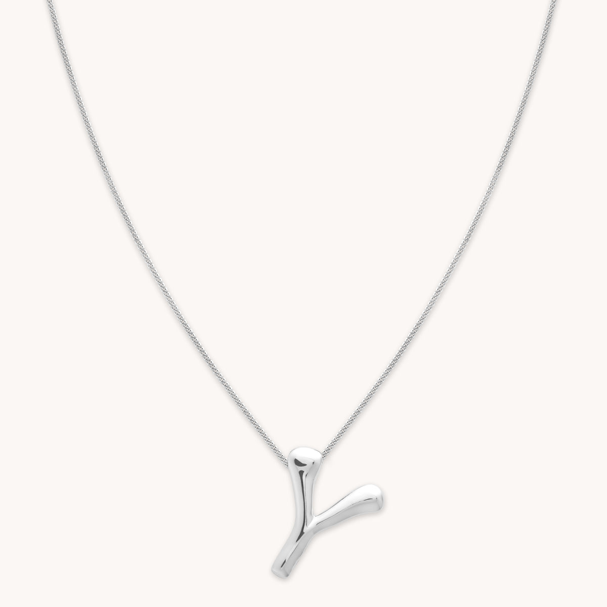 Necklaces & Bracelets - Y Initial Bold Pendant Necklace in Silver - Pendant Necklace - Astrid &amp; Miyu