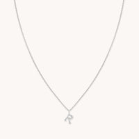 Gemstone Necklaces - R Initial Pavé Pendant Necklace in Silver - Pendant Necklace - Astrid &amp; Miyu