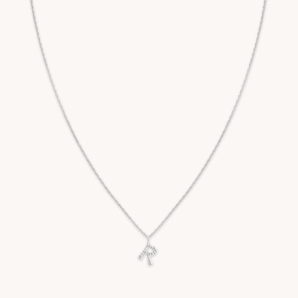 Gemstone Necklaces - R Initial Pavé Pendant Necklace in Silver - Pendant Necklace - Astrid &amp; Miyu