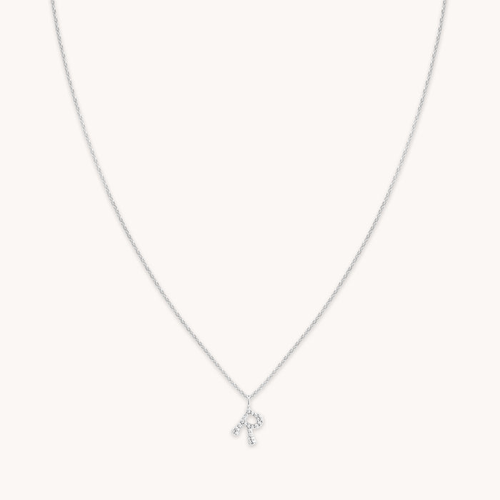 Gemstone Necklaces - R Initial Pavé Pendant Necklace in Silver - Pendant Necklace - Astrid &amp; Miyu