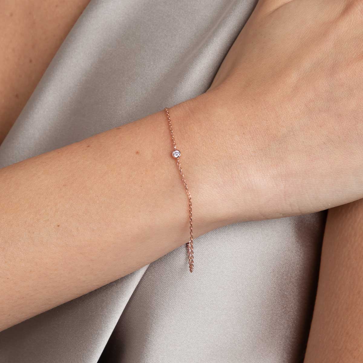 18k Rose Gold Plated Jewellery - Essential Crystal Charm Bracelet in Rose Gold - Bracelets - Astrid &amp; Miyu
