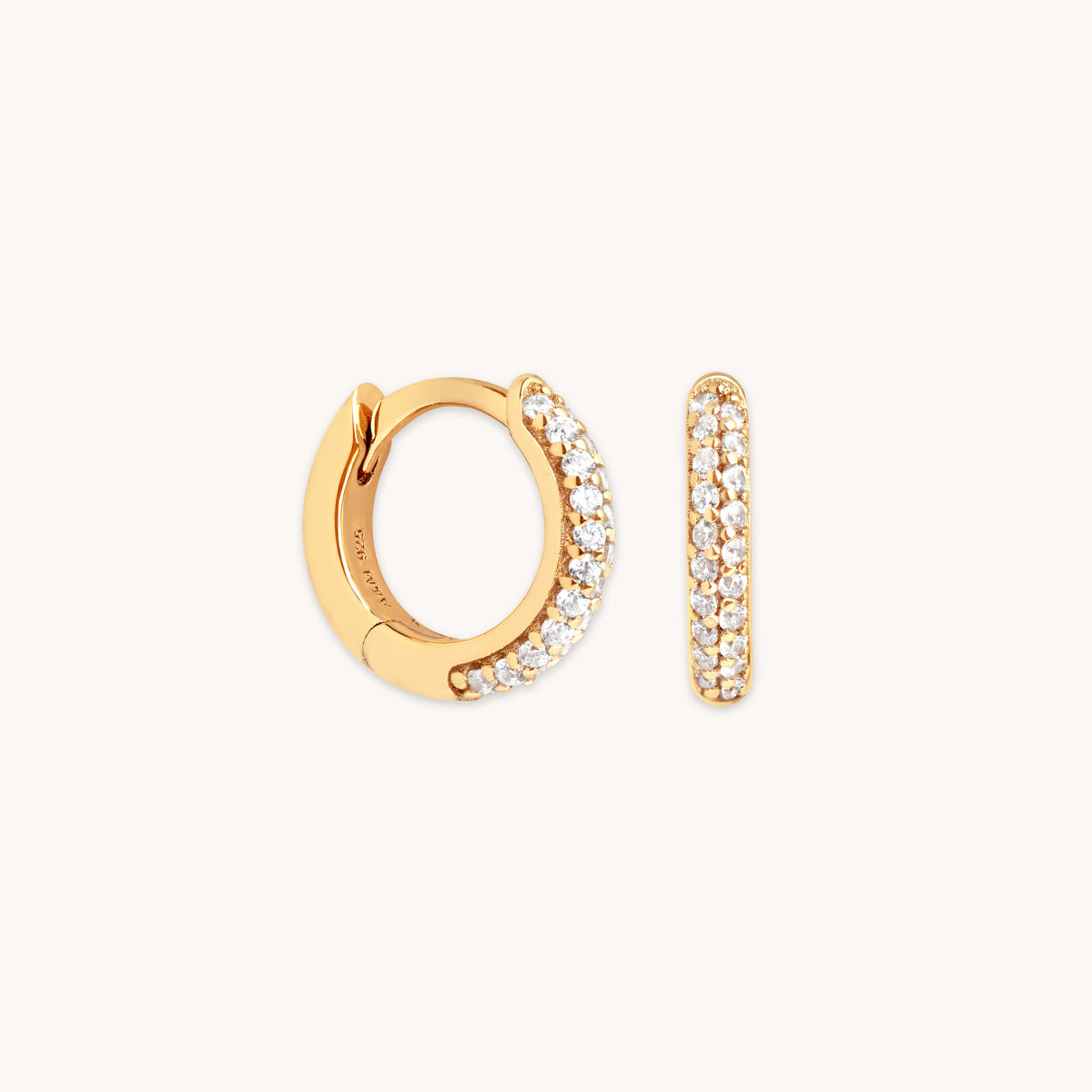 18k Gold Plated Jewellery - Bold Pavé Huggies in Gold - Huggies - Astrid &amp; Miyu