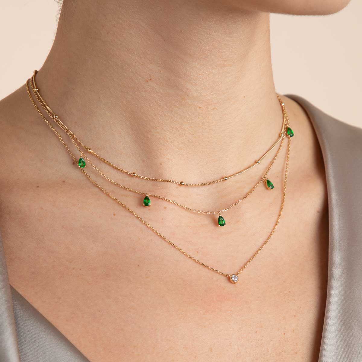 18k Gold Plated Jewellery - Essential Crystal Pendant Necklace in Gold - Necklaces - Astrid &amp; Miyu