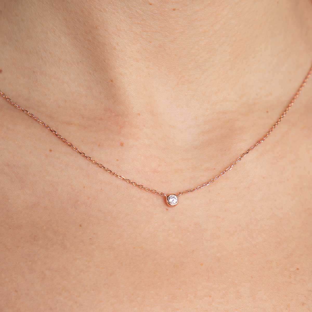 18k Rose Gold Plated Jewellery - Essential Crystal Pendant Necklace in Rose Gold - Pendant Necklace - Astrid &amp; Miyu
