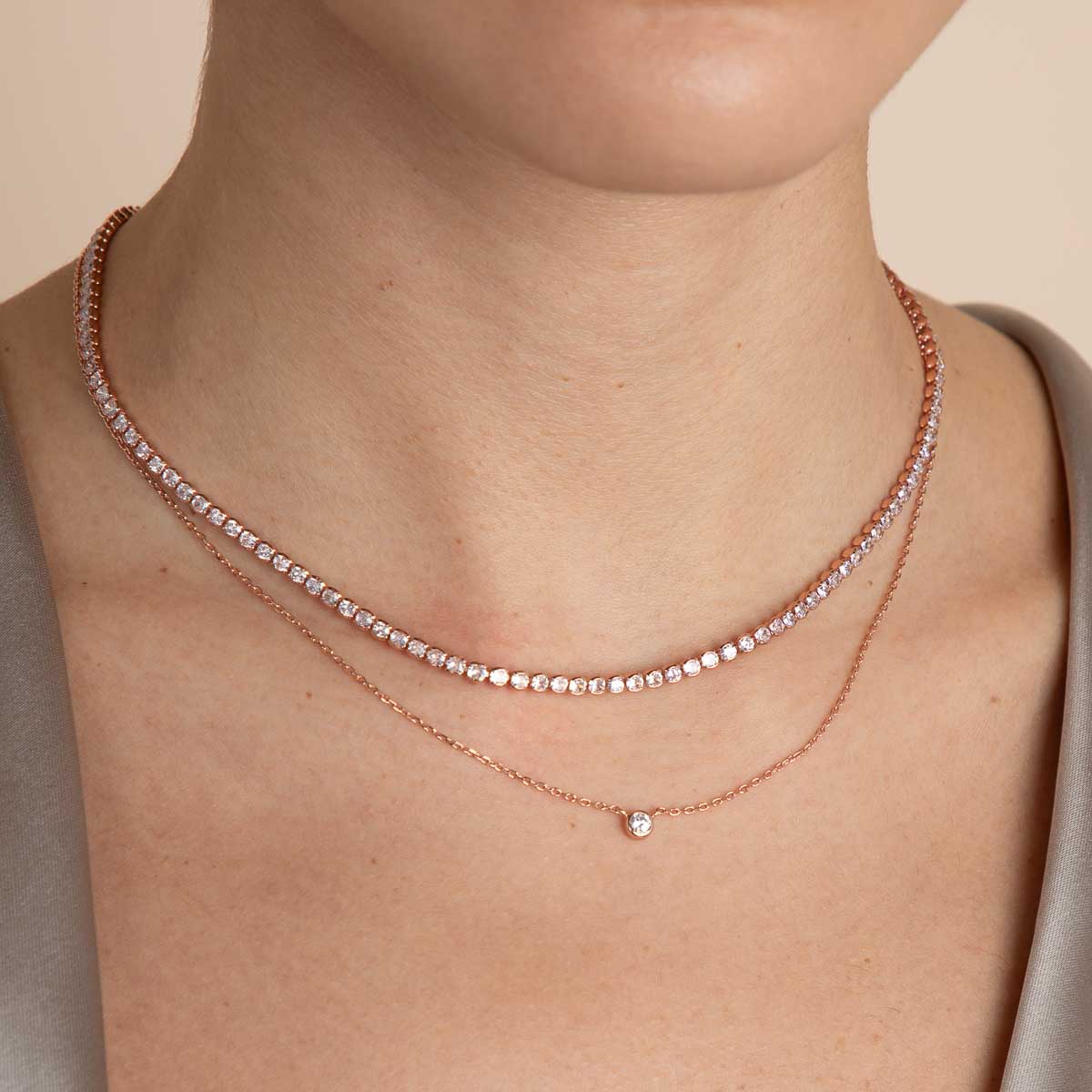 18k Rose Gold Plated Jewellery - Essential Crystal Pendant Necklace in Rose Gold - Pendant Necklace - Astrid &amp; Miyu