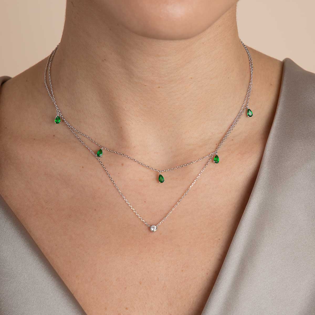 Essential Jewellery Collection - Essential Crystal Pendant Necklace in Silver - Necklaces - Astrid &amp; Miyu