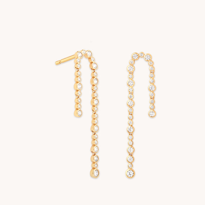 18k Gold Plated Jewellery - Gleam Crystal Drop Studs in Gold - Stud Earrings - Astrid &amp; Miyu