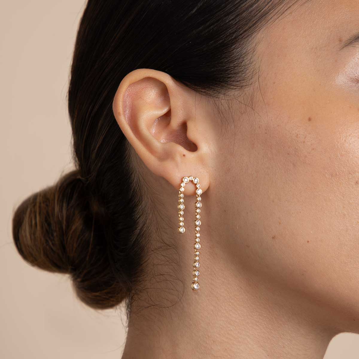 18k Gold Plated Jewellery - Gleam Crystal Drop Studs in Gold - Stud Earrings - Astrid &amp; Miyu