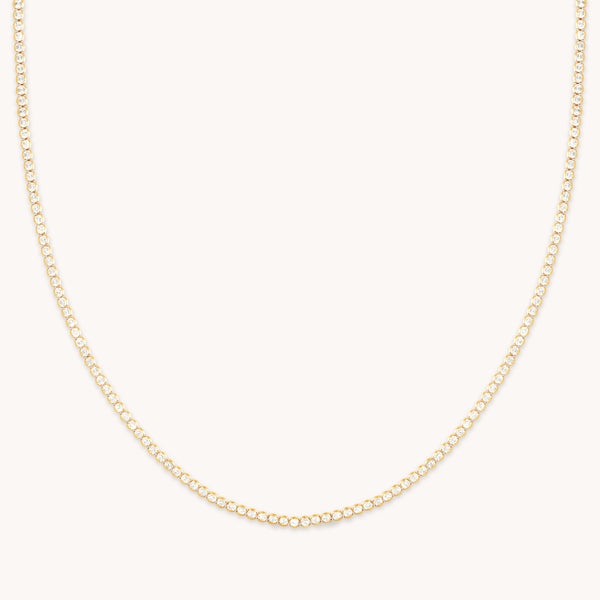 18k Gold Plated Jewellery - Gleam Tennis Chain Necklace in Gold - Chain Necklaces - Astrid &amp; Miyu
