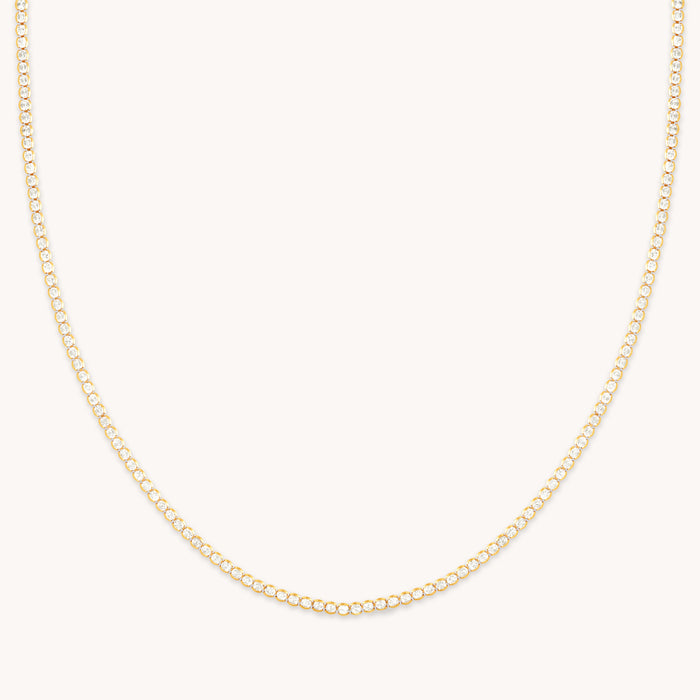 18k Gold Plated Jewellery - Gleam Tennis Chain Necklace in Gold - Chain Necklaces - Astrid &amp; Miyu