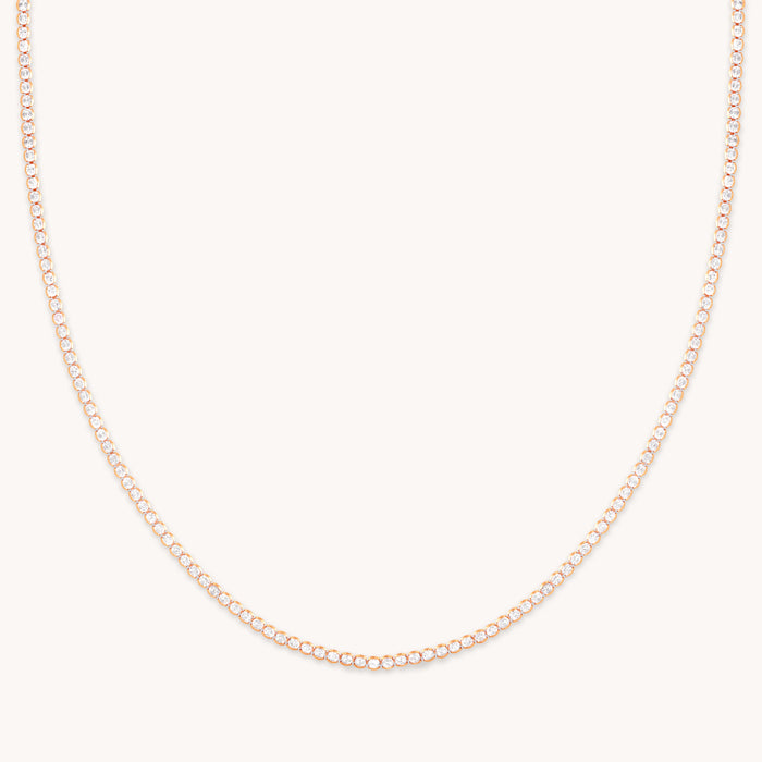18k Rose Gold Plated Jewellery - Gleam Tennis Chain Necklace in Rose Gold - Chain Necklaces - Astrid &amp; Miyu