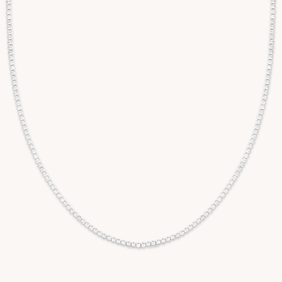 Crystal Collection - Gleam Tennis Chain Necklace in Silver - Chain Necklaces - Astrid &amp; Miyu