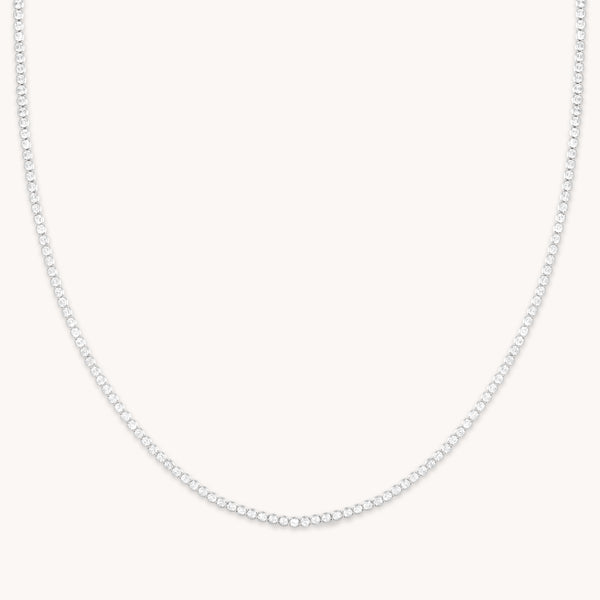 Crystal Collection - Gleam Tennis Chain Necklace in Silver - Chain Necklaces - Astrid &amp; Miyu