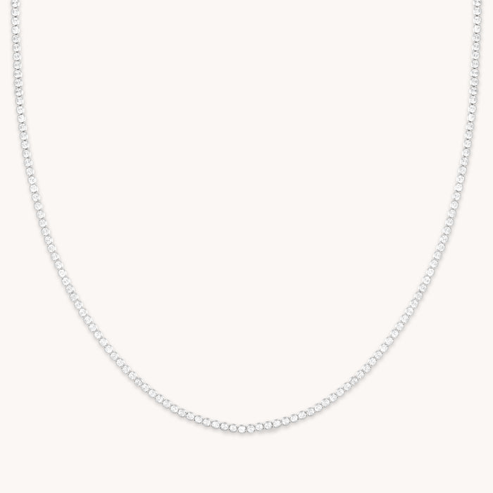 Crystal Collection - Gleam Tennis Chain Necklace in Silver - Chain Necklaces - Astrid &amp; Miyu
