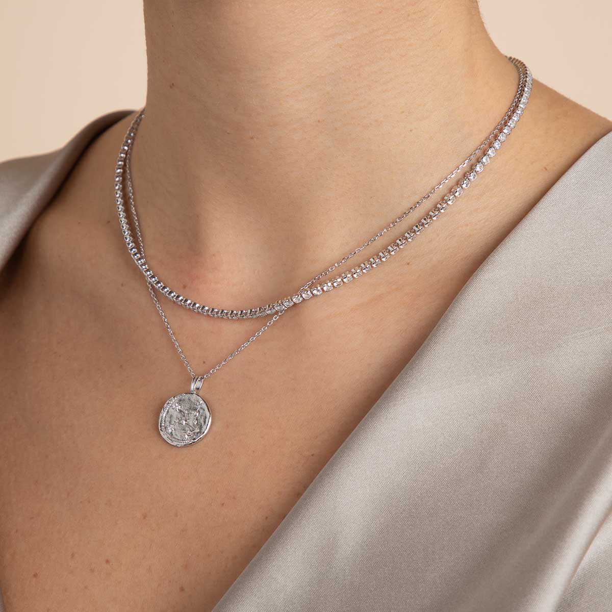 Crystal Collection - Gleam Tennis Chain Necklace in Silver - Chain Necklaces - Astrid &amp; Miyu