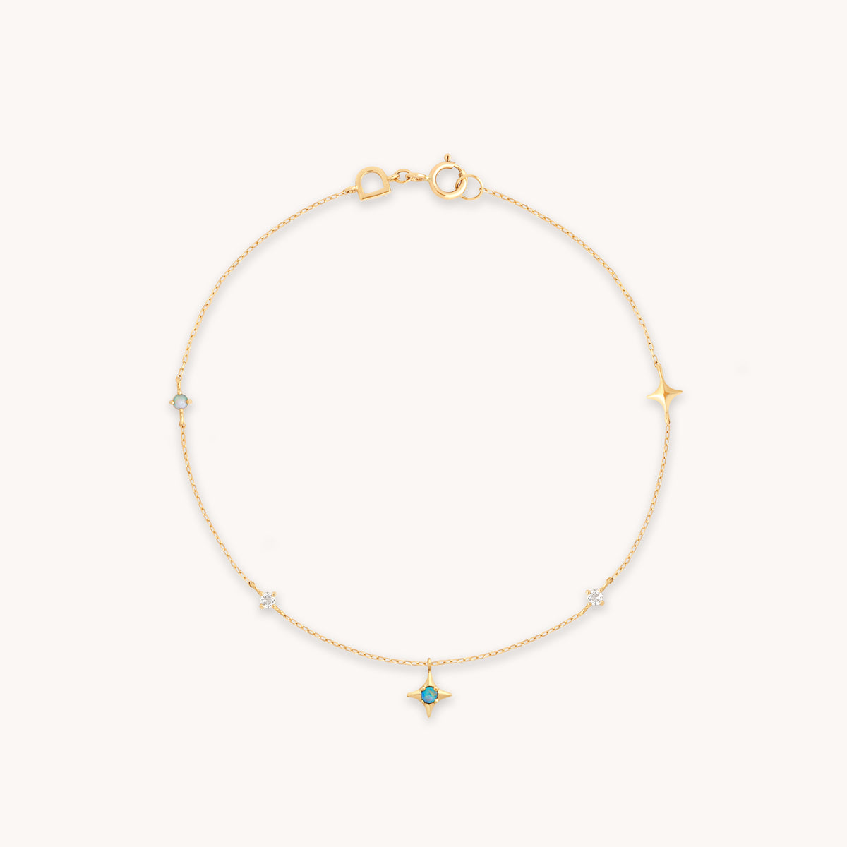 14k Gold Opal & Topaz - Cosmic Star Opal Charm Bracelet in Solid Gold - Charm Bracelet - Astrid &amp; Miyu