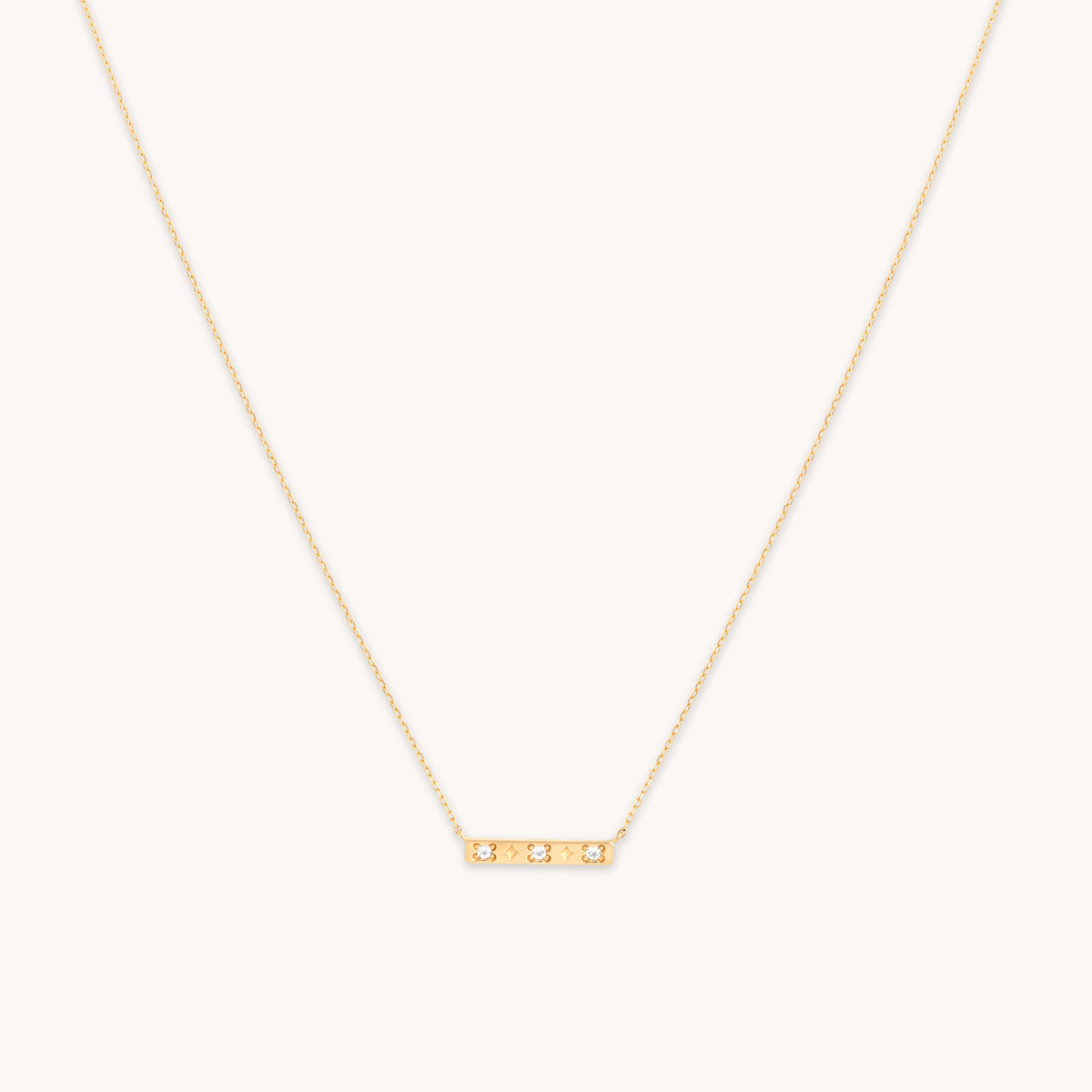 14k Gold Opal & Topaz - Cosmic Star Topaz Bar Necklace in Solid Gold - Necklace - Astrid &amp; Miyu