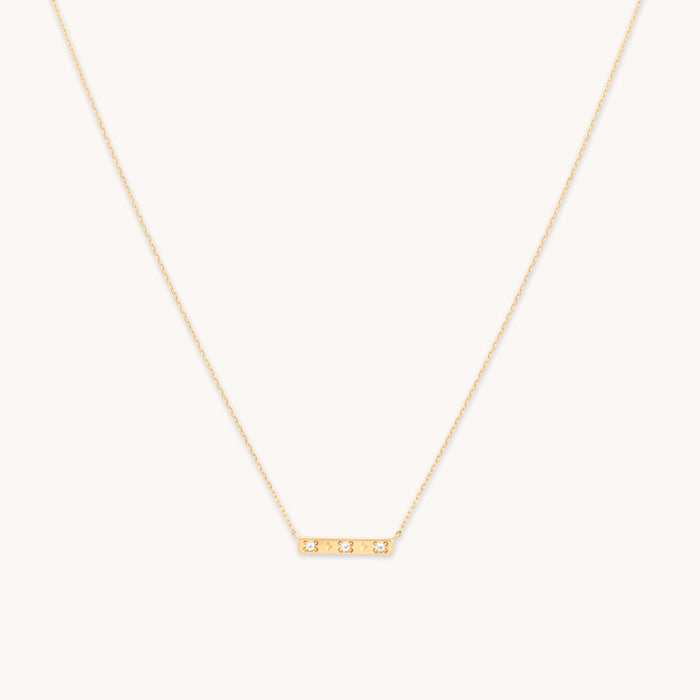 14k Gold Opal & Topaz - Cosmic Star Topaz Bar Necklace in Solid Gold - Necklace - Astrid &amp; Miyu
