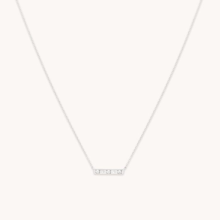14k Gold Opal & Topaz - Cosmic Star Topaz Bar Necklace in Solid White Gold - Necklace - Astrid &amp; Miyu