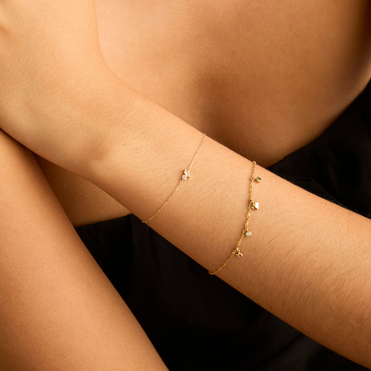 White Topaz Cluster Bracelet in 9k Gold-Astrid &amp; Miyu