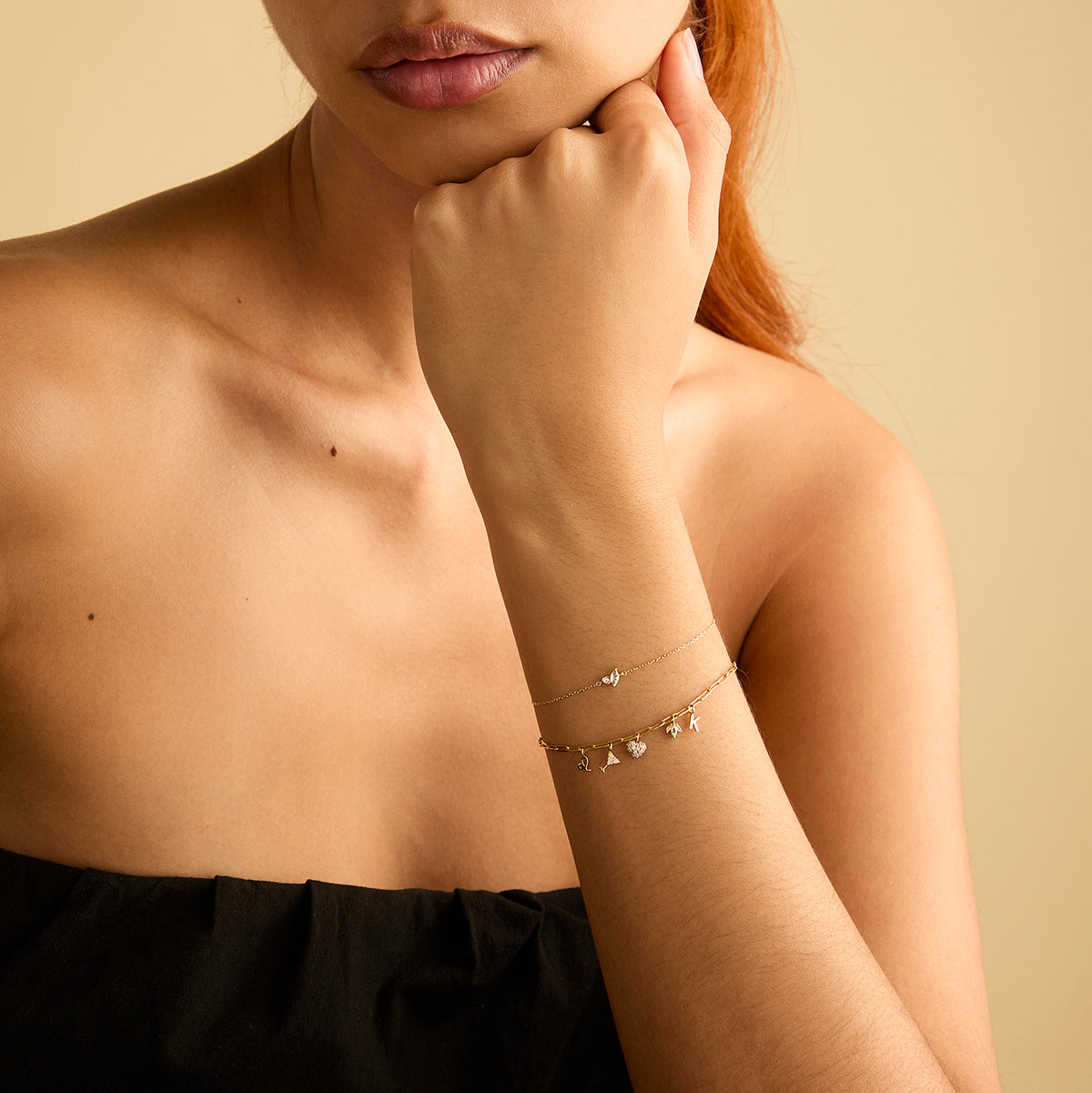 White Topaz Cluster Bracelet in 9k Gold-Astrid &amp; Miyu