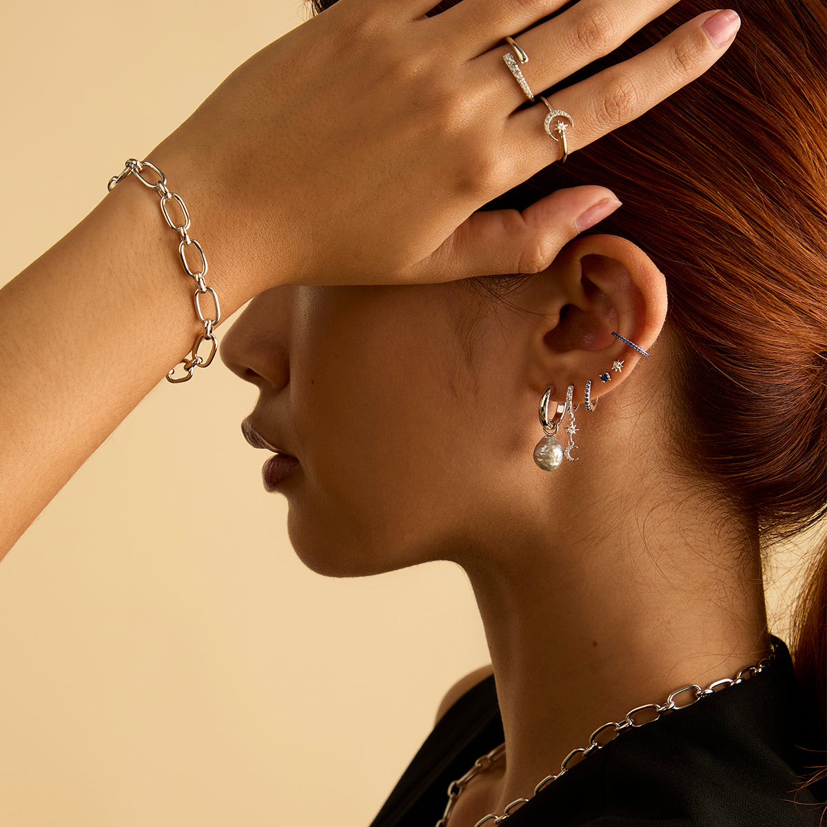 Open Link Chain Bracelet in Silver-Astrid &amp; Miyu