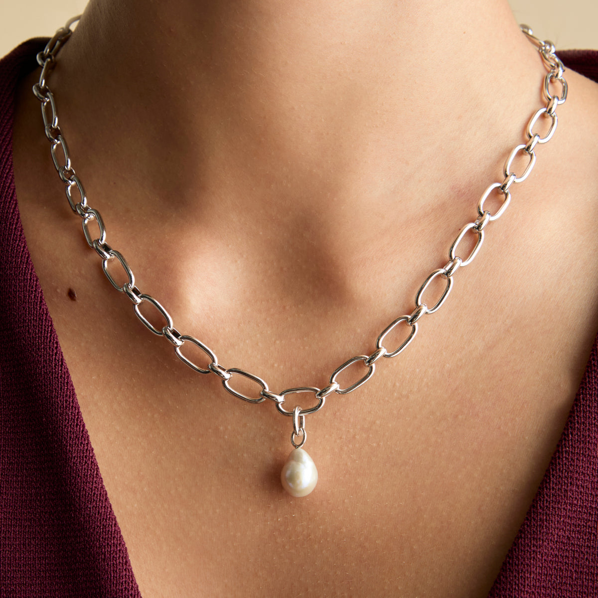 Grey Pearl Clip Charm in Silver-Astrid &amp; Miyu