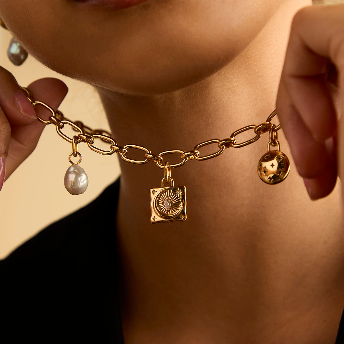 Moon Crystal Clip Charm in Gold-Astrid &amp; Miyu