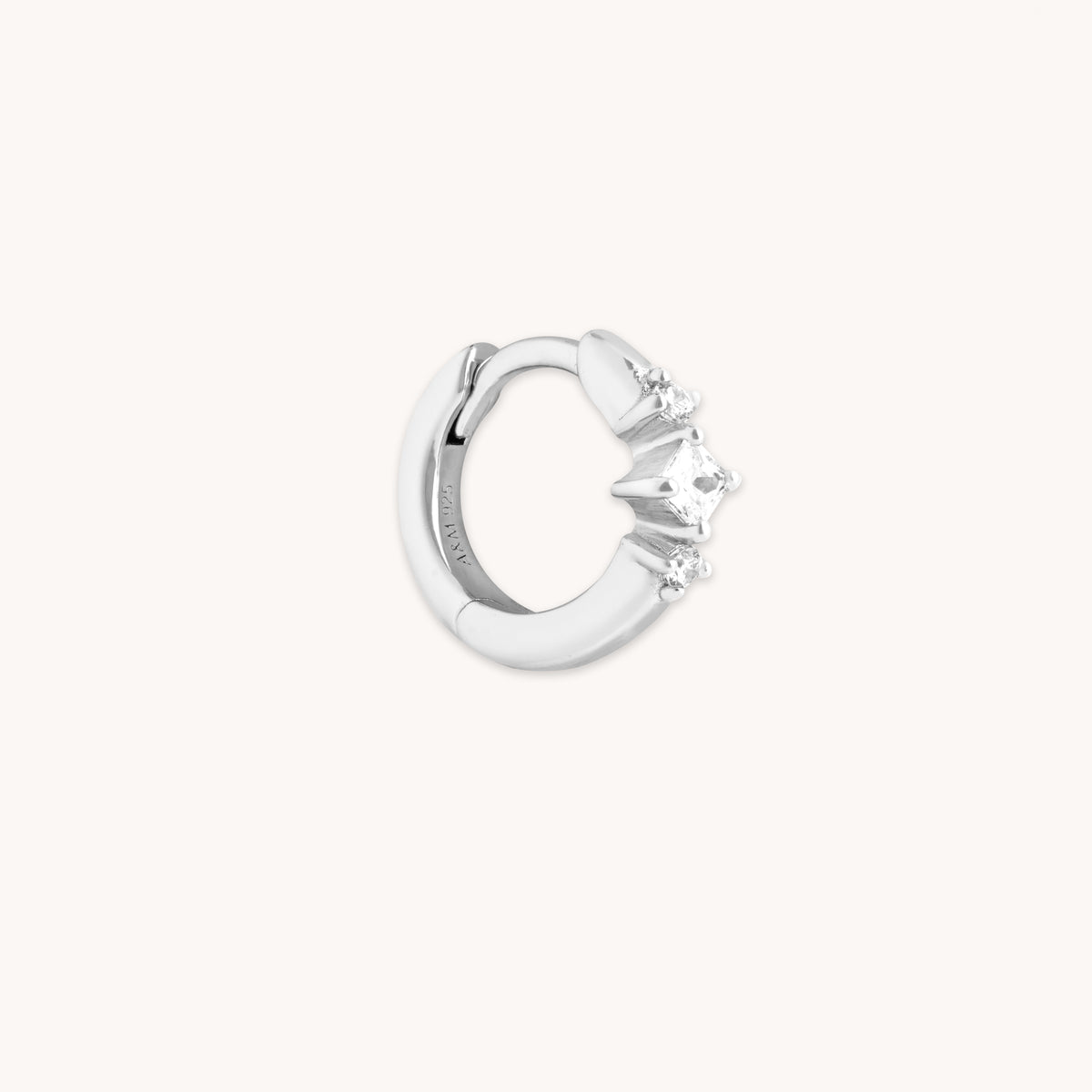 Square Crystal Single Hoop in Silver-Astrid &amp; Miyu