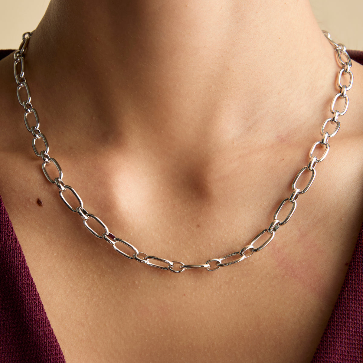 Open Link Chain Necklace in Silver-Astrid &amp; Miyu