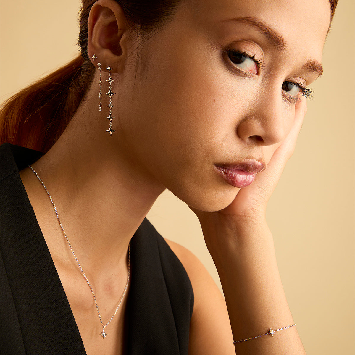 Cosmic Star Drop Studs in Silver-Astrid &amp; Miyu