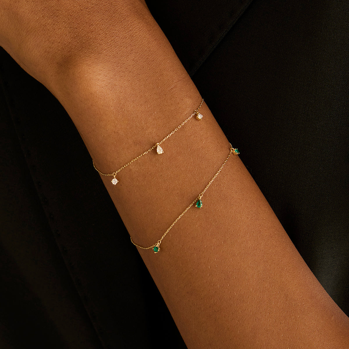 Bracelets - Diamond Charm Bracelet in Solid Gold - Charm Bracelets - Astrid &amp; Miyu