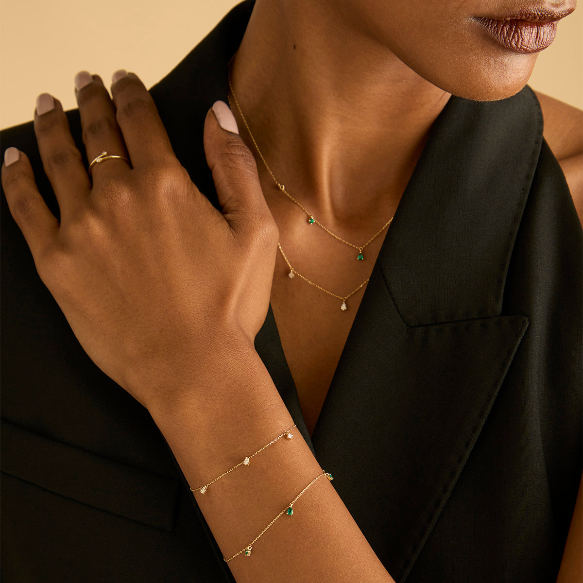 Bracelets - Diamond Charm Bracelet in Solid Gold - Charm Bracelets - Astrid &amp; Miyu