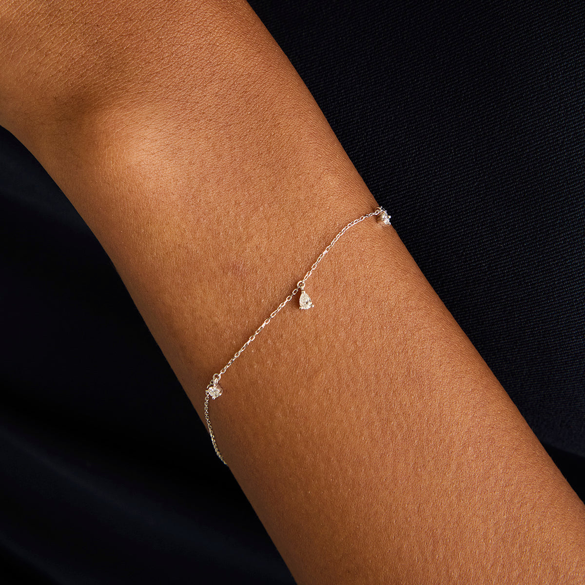 Bracelets - Diamond Charm Bracelet in Solid White Gold - Charm Bracelets - Astrid &amp; Miyu