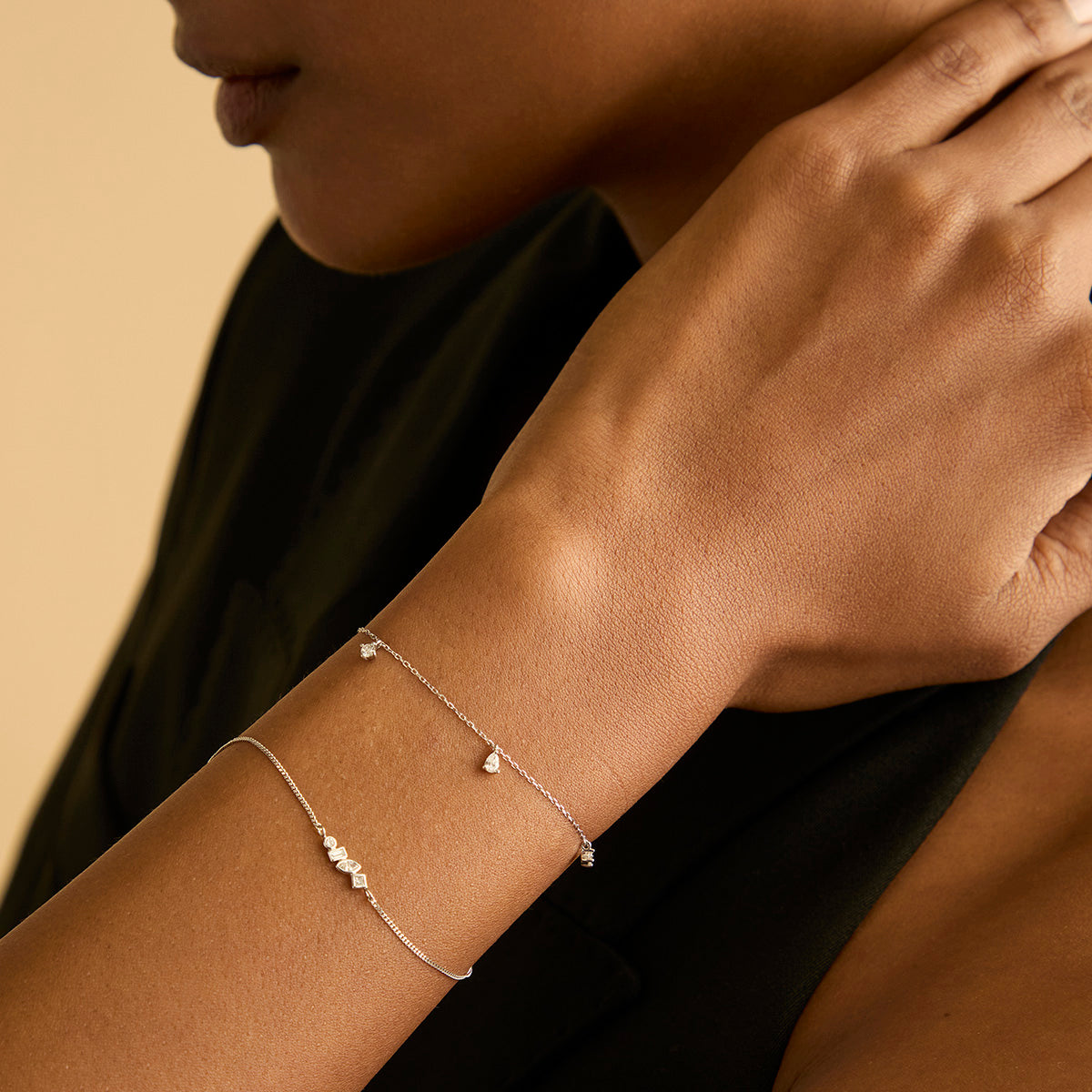 Bracelets - Diamond Charm Bracelet in Solid White Gold - Charm Bracelets - Astrid &amp; Miyu